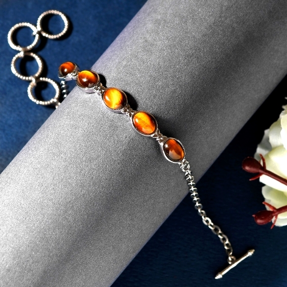 Jewelry - UNISEX STAINLESS STEEL TIGERS EYE BRACELET